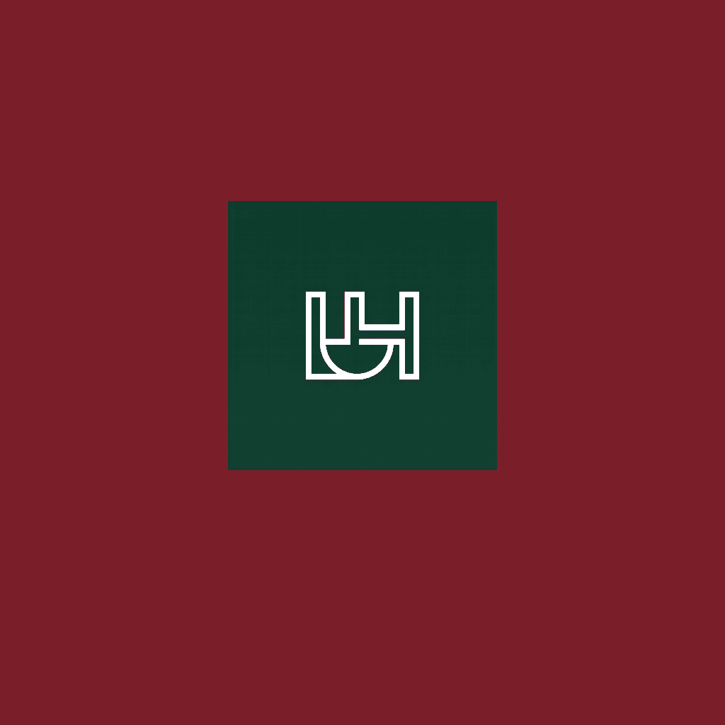 Innately Halal — interlocked-H monogram, white on green inside a deep red field